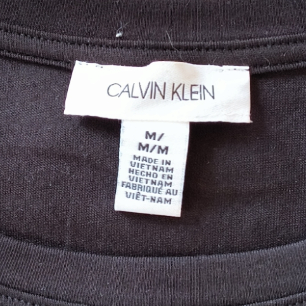 Calvin Klein Black With Gold Rhinestone Bling Short Sleeve Tee Size M - Picture 6 of 8